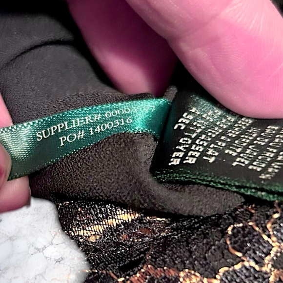 LAUREN RALPH LAUREN Skirt Womens 14 Black Gold Lace Tier MIDI Cocktail - Picture 9 of 14